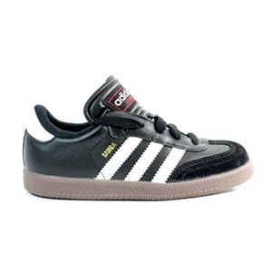 adidas Samba Classic Leather Soccer Shoe (Toddler/Little Kid/Big Kid),Black/Runing White,2 M US Little Kid
