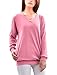 Allegra K Ladies V Neck Long Batwing Sleeve Side Pockets Loose Hoodie Blouse