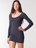 American Apparel Cotton Spandex Jersey Double U-Neck Long Sleeve Mini Dress