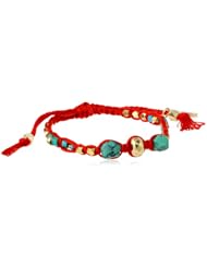 Ettika Turquoise and Gold Metal Beads Adjustable Cotton Thread Bracelet, 7"