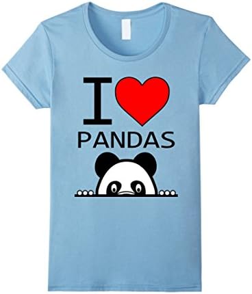 I Love Pandas Shirt, I Heart Pandas - Female Small - Baby Blue