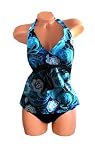 Beach Belle Swimwear Tummy Thinner Watercolor Floral Tie Detail Halter 2 Piece Tankini Swimsuit by Beach Belle®