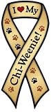 【AnimalsINK.com】リボン型マグネット『チウィーニー大好き（チワワ×ダックスフンド）』Chi-Weenie a・chi-a・chi