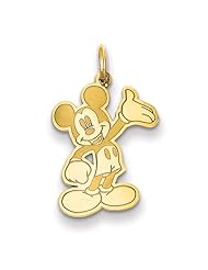 Disney Collection - .925 Sterling Silver Gold Plated Waving Mickey Mouse Charm