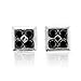 Mens 10k White Gold Square Black Diamond Earrings title=