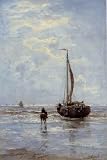 12X16 inch Maris Jacobus Ship on the beach Sun Unedited Canvas Art