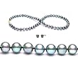Freshwater Cultured Pearls Set 18 Inches 1-Strand 7-8mm Black Pearl Necklace & 7-8mm Black Pearl Earrings