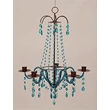 Metal Crystal-like Candle Chandelier Blue 17H