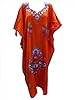 Boho Maxi Dress Ari Embroidered Silk Orange Caftan