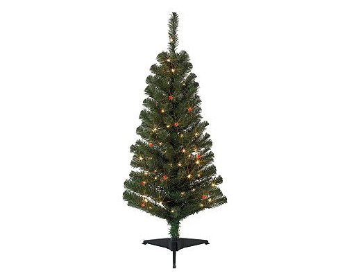 4ft Pre-lit Noble Fir Christmas Tree: 4 Foot Pre-Lit Artificial Fir Christmas tree: 125 Branch Tips; 50 multi-color mini Lights; Durable Tree stand included (some assembly is required, for indoor use only).