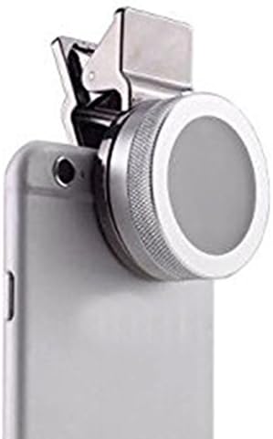 WanPower 70119 Universal LED Fill Light Spotlight, Portable Mini Size, Clip On Design, Camera Video Light for iPhone, iPad, iPod, Samsung, HTC, Tablets, 3 Stages Adjustable Brightness, Color Silver
