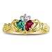 Emerald and Ruby Claddaugh Ring in 10k Yellow Gold [Jewelry]