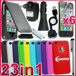 23 in 1 ACCESSORY BUNDLE CASE CAR CHARGER FOR IPHONE 4S AND 4G
