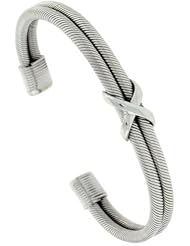 Sterling Silver Wire Wrapped Cable Cuff Bangle Kiss Bracelet 5/16 inch wide,