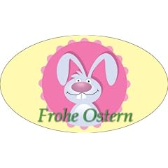 "Frohe Ostern" mit Osterhasen - Oster-Aufkleber