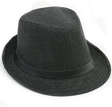 Unicoop Mens Summer Classic Solid Band Straw Fedora Hat