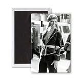 Fashion 1970s Model wearing a purple velvet.. - 3x2 inch Fridge Magnet - large magnetic button - Magnet