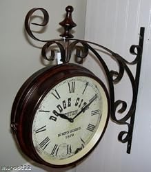 DODGE CITY Clock ~ Double Sided Antique Replica Wall Clock