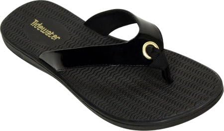 Tidewater Sandals Women's Portland Ultra Black Thong Sandal,Black,US 8 M