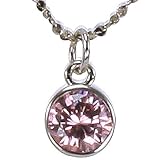 Pink Sapphire Cubic Zirconia 1ct 6.5mm Solitaire Bezel Platinum Overlay CAREFREE Sterling Silver Pendant Necklace