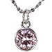 Pink Sapphire Cubic Zirconia 1ct 6.5mm Solitaire Bezel Platinum Overlay CAREFREE Sterling Silver Pendant Necklace