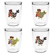 Funky Chickens 16 oz Insulated Beverage Tumblers Set, Clear (4 designs)