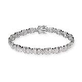 Eve's Addiction Elegant Deco Style Victorian CZ Silver Tennis Bracelet