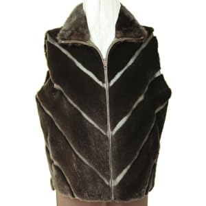 Buy 23 Plucked Mink Leather Reversible Chevron Zip Vest Made in USA by FursNewYork