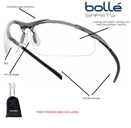Bollé - Bolle Safety Glasses Contour Clear - Metal Frame On Sale