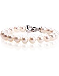 Moon Wings 9-9.5 mm Freshwater Round Pearl 7.5-inch Bracelet w/ Sterling Silver Heart Shaped Clasper