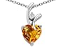 1.95 cttw Genuine Heart Shaped Citrine Pendant in 925 Sterling Silver