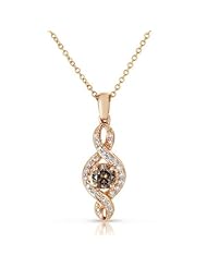 Champagne Diamond and Diamond Twist Pendant 1/2ctw