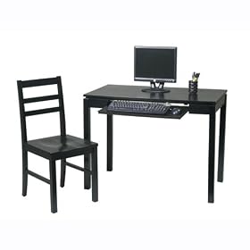 Office Star BK252W and Stone Chair Desk, Black