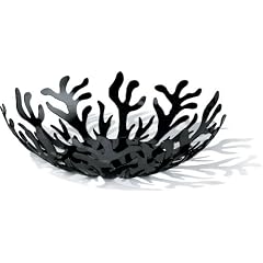 Alessi ESI01/29 B Mediterraneo Obstschale aus Edelstahl, epoxidharzlackiert, schwarz