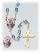 Crystal Rosary - Holy Family - 7mm Crystal Beads - 21in. Chain - Center Piece with Matching Lapel Pin - Gift Box Included - IMPORTED FROM ITALY
