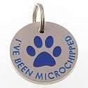 Paw Pet ID Tag, Blue, Medium - Deep Engraved Metal. FREE UK Delivery
