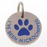 Paw Pet ID Tag, Blue, Medium - Deep Engraved Metal. FREE UK Delivery