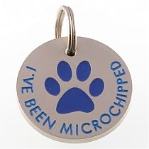 Paw Pet ID Tag, Blue, Medium - Deep Engraved Metal. FREE UK Delivery