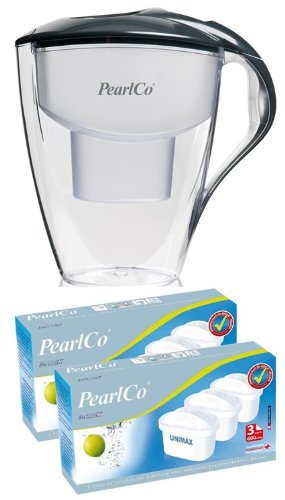 PearlCo Wasserfilter Astra UNIMAX anthrazit, plus 6+1 UNIMAX Kartuschen (kompatibel mit BRITA Maxtra)