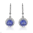 Earrings With 4.26ctw Precious Stones - Genuine Clean Diamonds and Tanzanites Beautifully Crafted in 14K White Gold Length 27mm