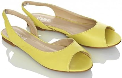 Fiebiger Fresh Peeptoe Sling-back Flats - Yellow - 36