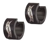 Sterling Silver Stainless Steel Black Flower Ribbon Earrings