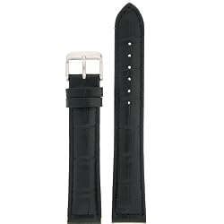 Watch Band Genuine Leather Extra Long Black Alligator Grain 22 millimeter Tech Swiss
