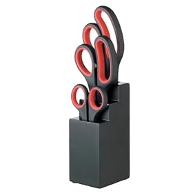 Kitchen Craft Three Piece Scissor Set and Black Block
