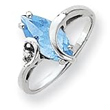 14k Gold White Gold 12x6mm Marquise Blue Topaz AA Diamond ring