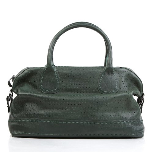  FEYNSINN besace weekend HOLY - bagage à main en cuir - sac de voyage vert (44 x 35 x 11 cm)