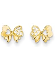 MadiK® Kids 14k Yellow Gold Polished CZ Bow Knot Post Stud Earrings