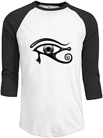 Texhood Men's Eye Of Horus Customized 100% Cotton Three-Quarter Sleeve Raglan Henley Shirt Black L