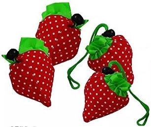 4 PCS Strawberry Reusable Portable Shopping Bag Grocery Handbags Tote Environmental Folding Holders Bags
