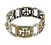 Copper, Brass, and Silver Tone Distressed Metal Cross Cut-Out Stretch Bracelet